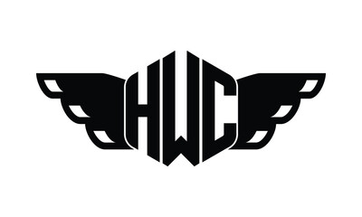HWC polygon wings logo design vector template.