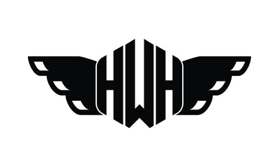 HWH polygon wings logo design vector template.