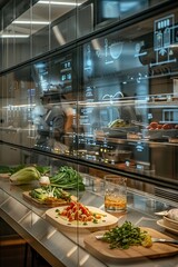 A kitchen where holographic chefs teach the art of culinary investments, blending flavors and futures , cinematic