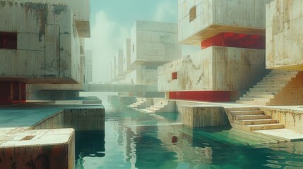 水路と白い建造物,Generative AI AI画像 - 769194738