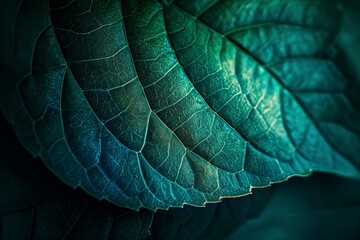 Close-up Texture of a Green Leaf - obrazy, fototapety, plakaty
