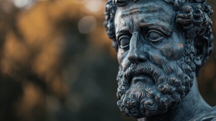 Close-up of a classical statue with a blurred background - obrazy, fototapety, plakaty