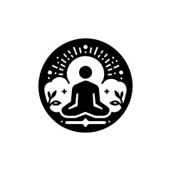 yoga. lotus position icon. vector illustration on white background