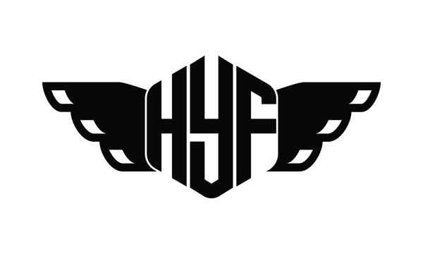 HYF polygon wings logo design vector template.