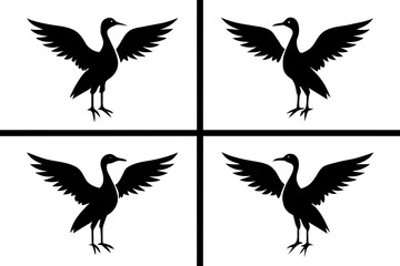 misty bird silhouette vector illustration 