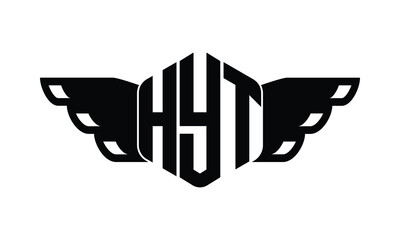 HYT polygon wings logo design vector template.