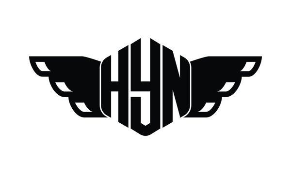 HYN polygon wings logo design vector template.