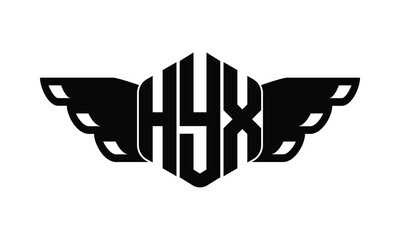 HYX polygon wings logo design vector template.