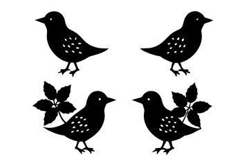 ivy bird vector silhouette vector illustration