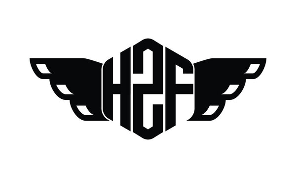 HZF polygon wings logo design vector template.