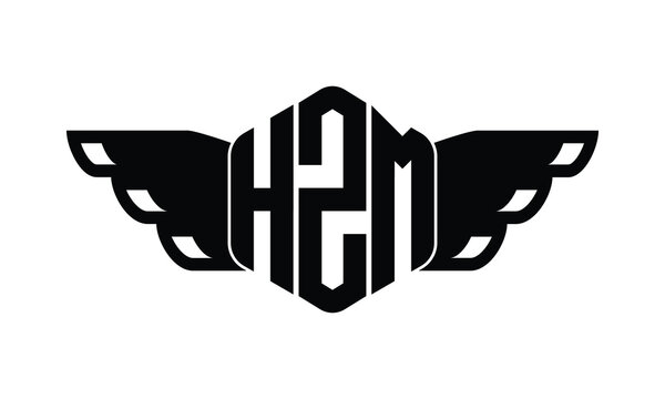 HZM polygon wings logo design vector template.