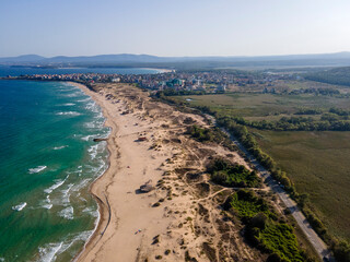 Aerial view of Black sea coast near Perla beach, Bulgaria - obrazy, fototapety, plakaty