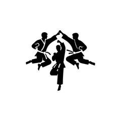 karate silhouettes, vector illustration on white background