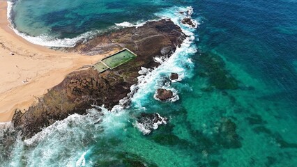 aerial view of a beach rock pool in Australia 