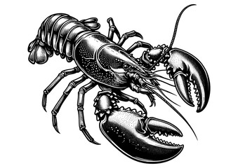 Lobster engraving sketch PNG illustration with transparent background