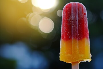 Colorful popsicle against a bokeh background - obrazy, fototapety, plakaty