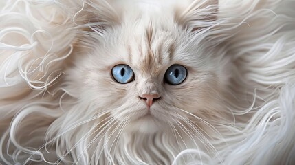 cat model with beautiful long hair