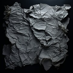 torn gray papper on a black background 