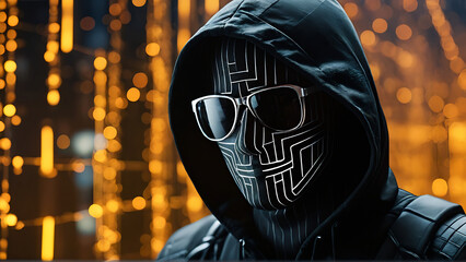 hacker man on computer, hacker in hoodie, cybercrime concept , cyber security
