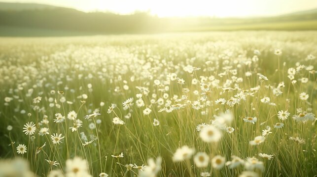 Image of meadow with delicate white flowers.
