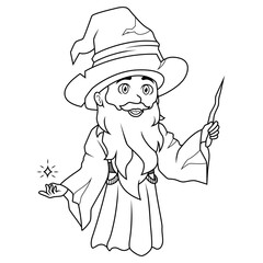  Wizard chibi mascot line art