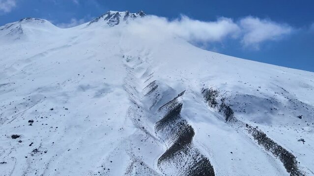 The scenic views of Hasan Mountain, which is a volcanic mountain with its 3268 meters peak, attracts the summit lovers with its majestic stance, Aksaray, Turkey