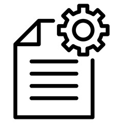 content management, document and gear icon