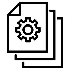 content management, document and gear icon