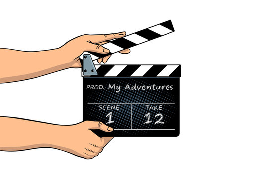 Movie clapperboard pop art PNG illustration with transparent background