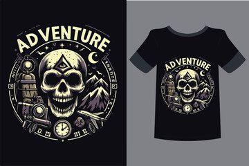 T Shirt Design Desert Vibes Feel The Sunset With Skull Wearing a Cowboy Hat Vintage Illustration