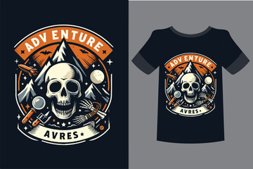 T Shirt Design Desert Vibes Feel The Sunset With Skull Wearing a Cowboy Hat Vintage Illustration