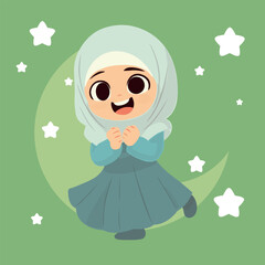 Cute Hijab Girl Smiling and Feel Excited
