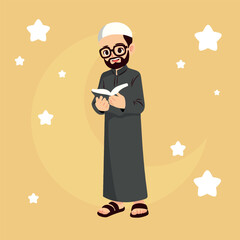 Islamic Teacher Reading A Book