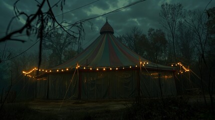 Mysterious of the circus in night. - obrazy, fototapety, plakaty