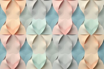An elegant pattern of interlocking geometric shapes, cast in soft pastel colors against a matte background, creating a seamless and sophisticated design created with Generative AI Technology