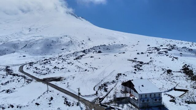 The scenic views of Hasan Mountain, which is a volcanic mountain with its 3268 meters peak, attracts the summit lovers with its majestic stance, Aksaray, Turkey