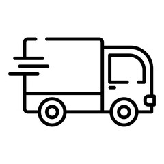 Delivery truck black line icon