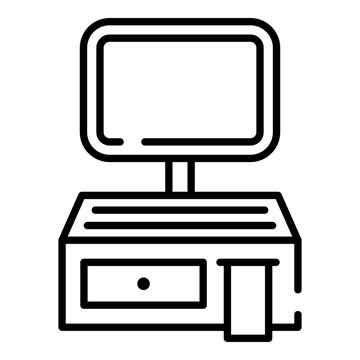 recommend clip art: Cash register black line icon
