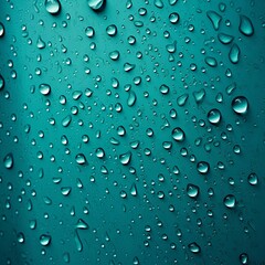 water droplets on all turquoise, matte background