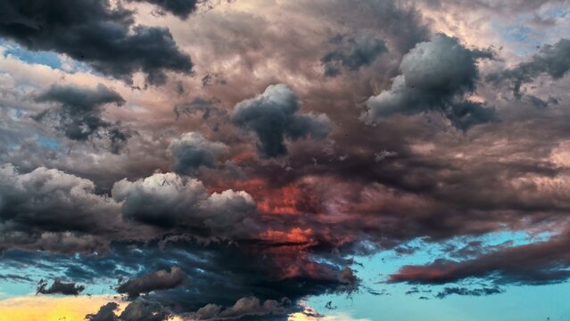 Dramatic evening sky with thunderclouds, Stuttgart, Baden-Wuerttemberg, Germany, Europe