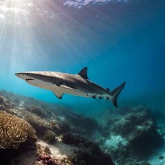 Fototapeta na wymiar Shark in sea life. Generative AI
