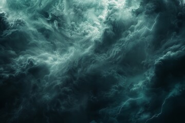 An ominous, dark cloud texture with flashes of lightning, evoking the tempestuous sea journeys across the Narrow Sea and the foreboding dark atmosphere created with Generative AI Technology - obrazy, fototapety, plakaty
