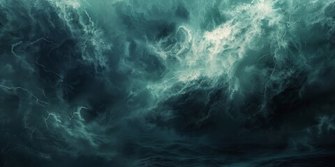 An ominous, dark cloud texture with flashes of lightning, evoking the tempestuous sea journeys across the Narrow Sea and the foreboding dark atmosphere created with Generative AI Technology - obrazy, fototapety, plakaty