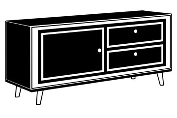 tv cabinet silhouette vector illustration