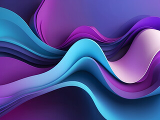Gradient blue and purple abstract 3D wavy background design.