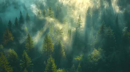 Sunlit Canopy: Redwood Majesty - obrazy, fototapety, plakaty