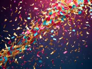 Glittering, colourful confetti falls. This party background concept is for a holiday, celebration, New Year's Eve, or Jubilee design.