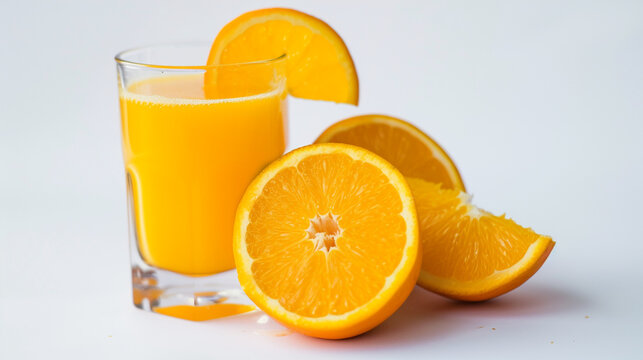 Orange drink on white background . Generative Ai