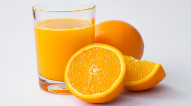 Delicious orange juice on white background . Generative Ai