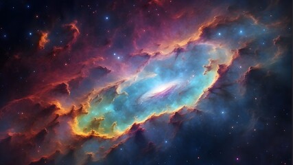 Nebula with vibrant space galaxy cloud. Starry, night sky. Astronomy and universe science. Wallpaper with a supernova background - obrazy, fototapety, plakaty